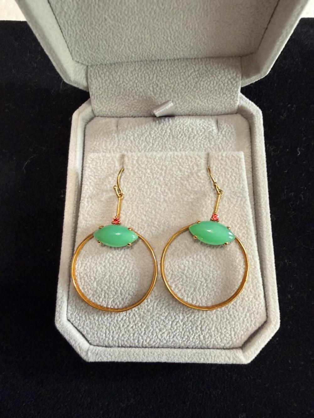Ippolita 18k Gold and Chrysoprase Hoop Earrings MATCHING NECKLACE AVAILABLE